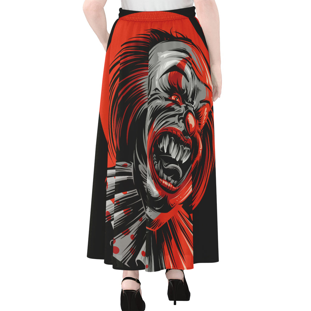 Evil Clown Print Chiffon Maxi Skirt