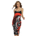 Evil Clown Print Cross Back Cami Dress