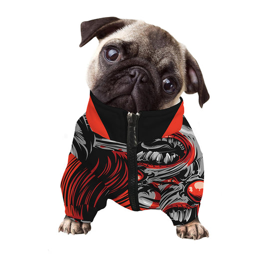 Evil Clown Print Dog Zip Up Jacket