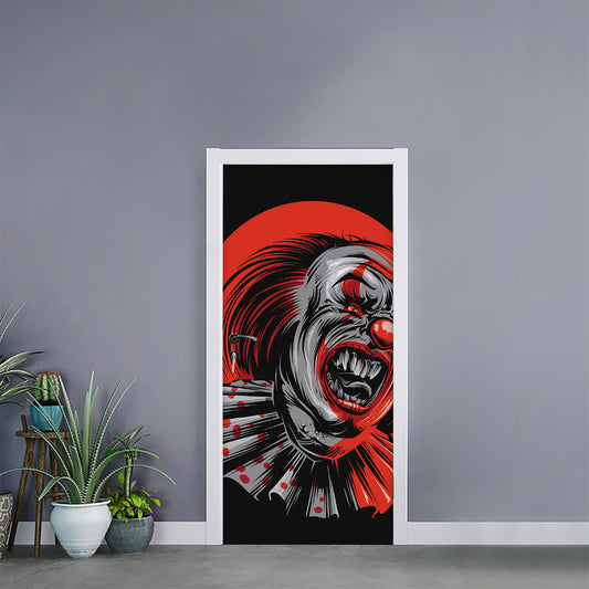 Evil Clown Print Door Sticker