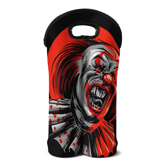 Evil Clown Print Double Neoprene Wine Tote