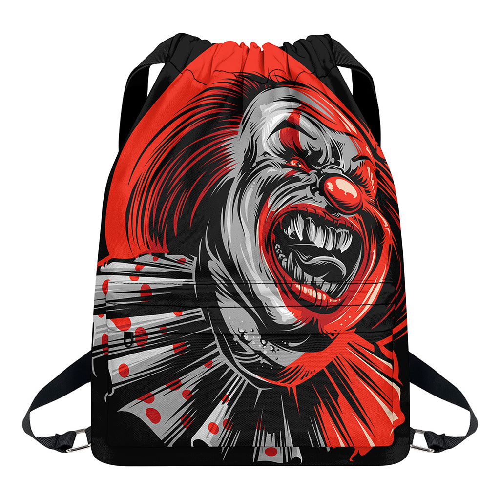 Evil Clown Print Drawstring Backpack
