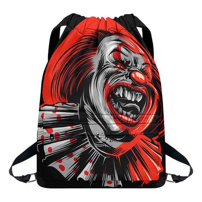 Evil Clown Print Drawstring Backpack