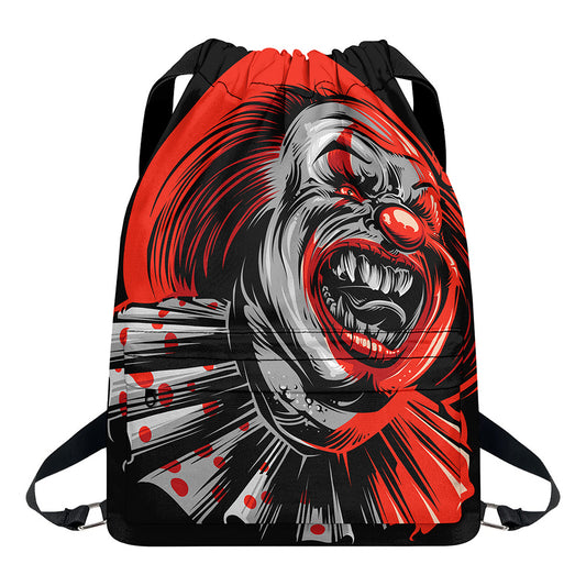 Evil Clown Print Drawstring Backpack