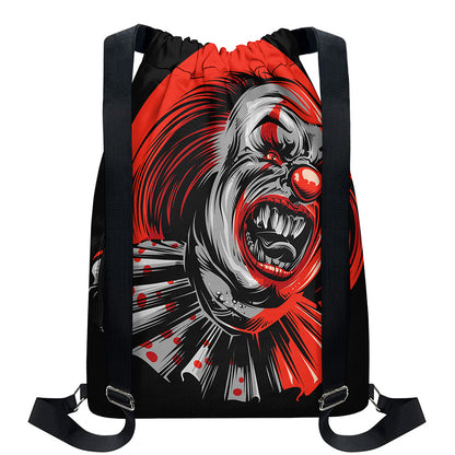 Evil Clown Print Drawstring Backpack