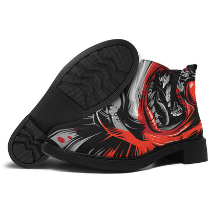Evil Clown Print Flat Ankle Boots