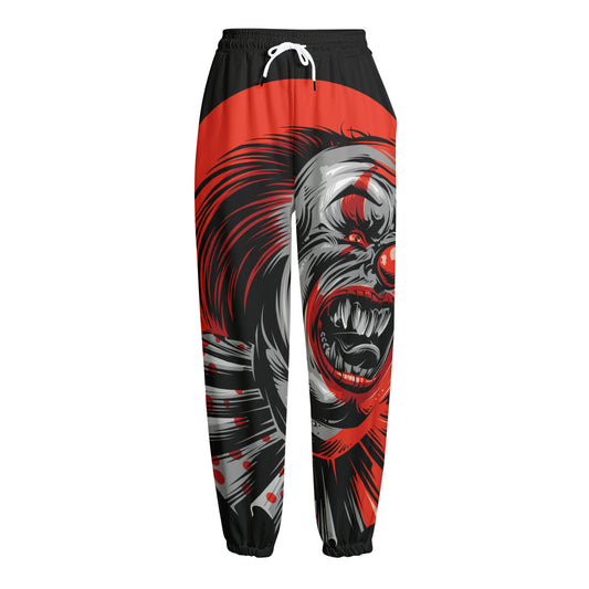 Evil Clown Print Fleece Lined Knit Pants