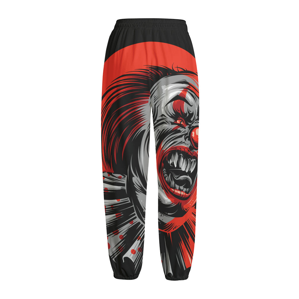 Evil Clown Print Fleece Lined Knit Pants
