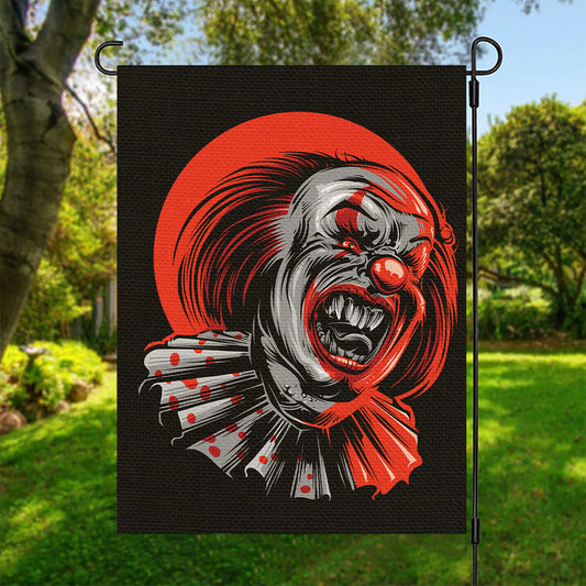 Evil Clown Print Garden Flag