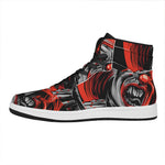 Evil Clown Print High Top Leather Sneakers