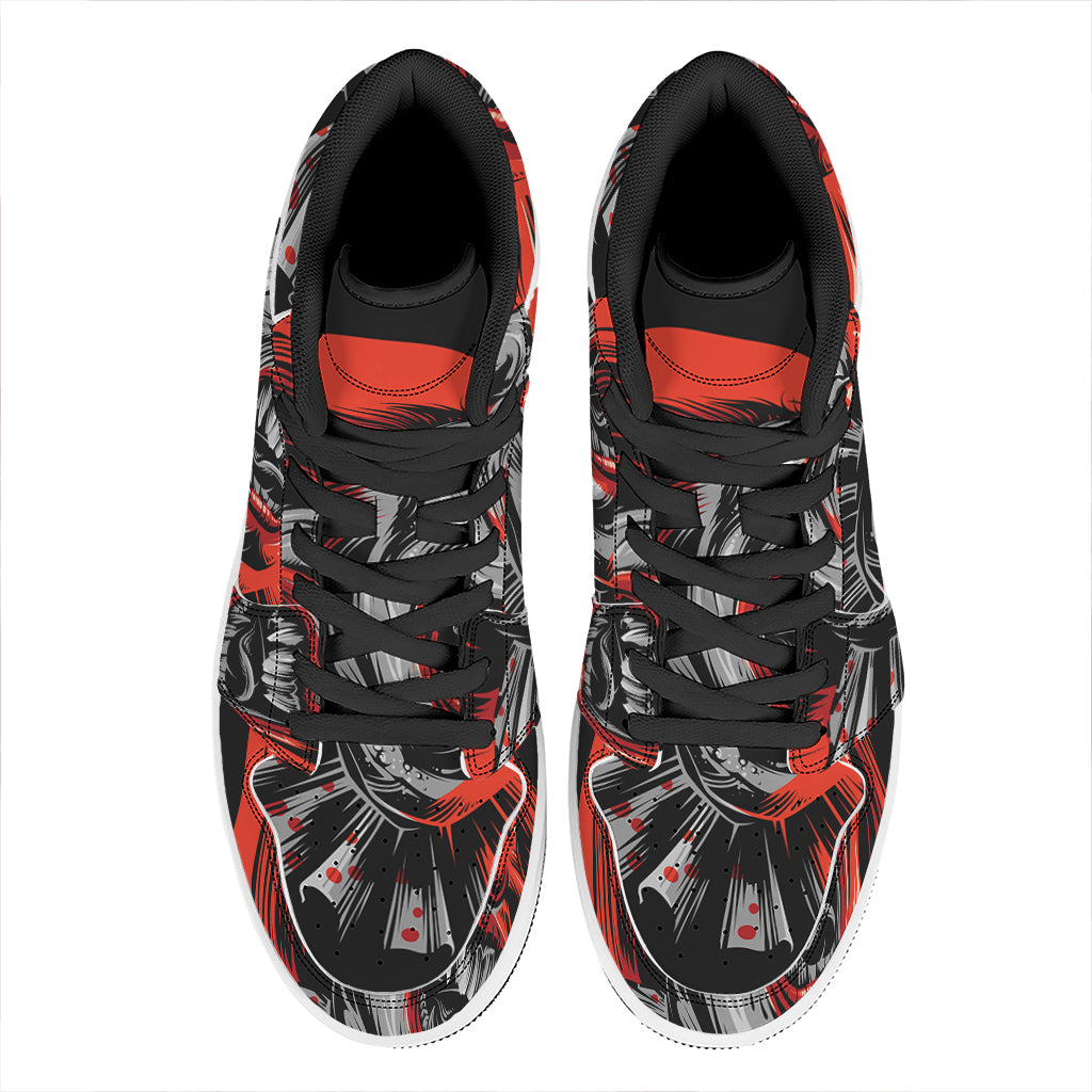 Evil Clown Print High Top Leather Sneakers