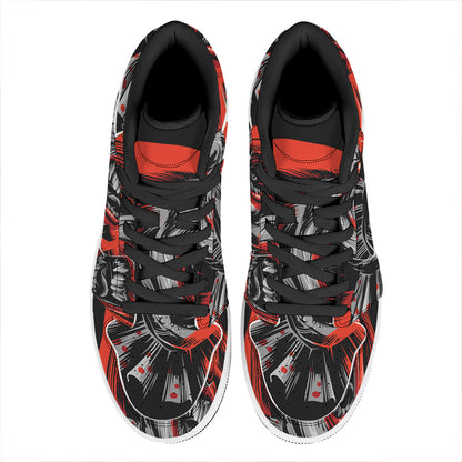 Evil Clown Print High Top Leather Sneakers
