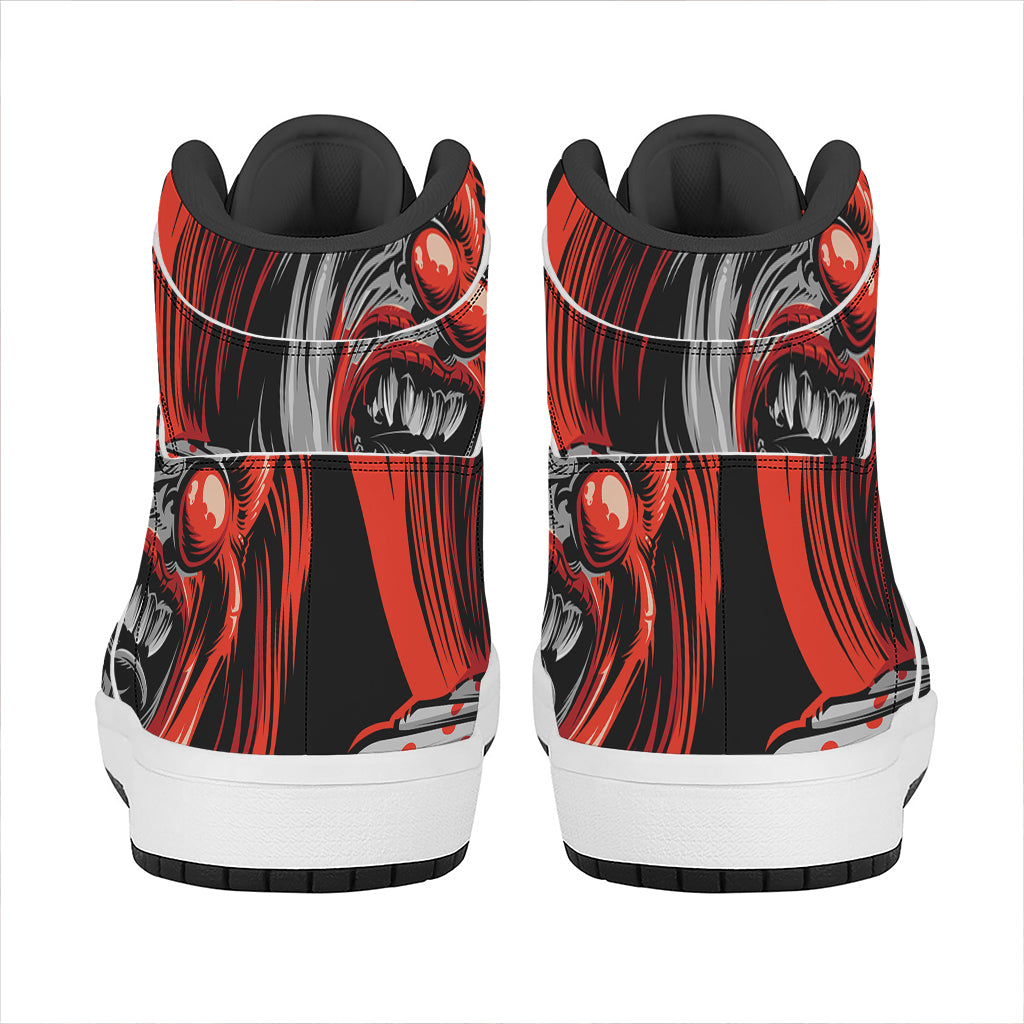 Evil Clown Print High Top Leather Sneakers