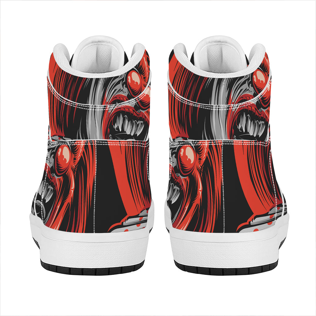 Evil Clown Print High Top Leather Sneakers