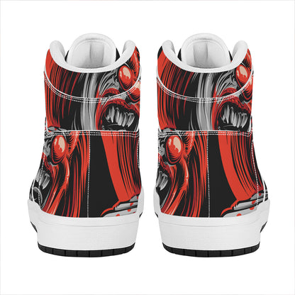 Evil Clown Print High Top Leather Sneakers