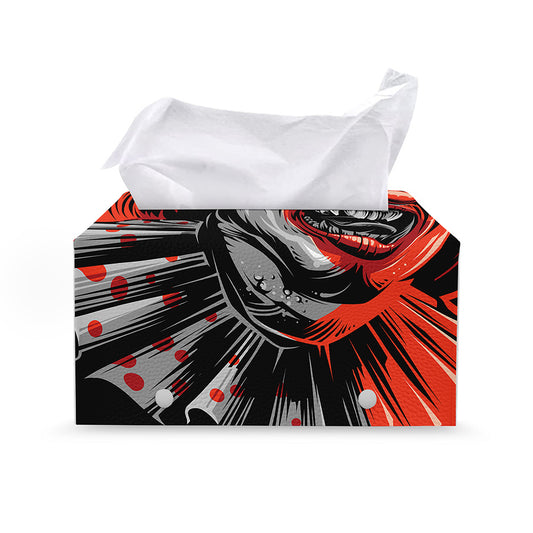 Evil Clown Print Leather Tissue Box Cover