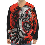 Evil Clown Print Long Sleeve Baseball Jersey