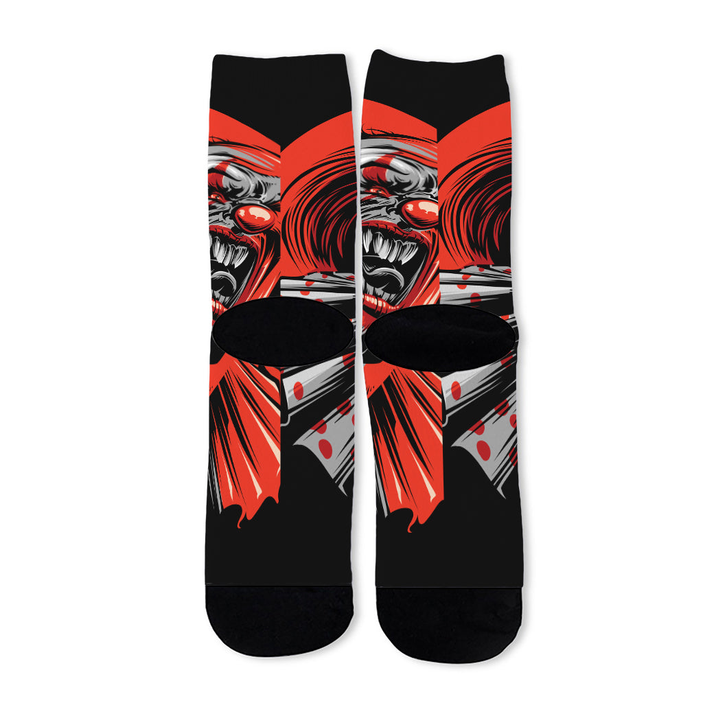 Evil Clown Print Long Socks