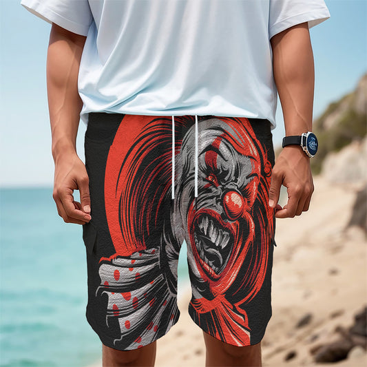 Evil Clown Print Men's Cargo Shorts