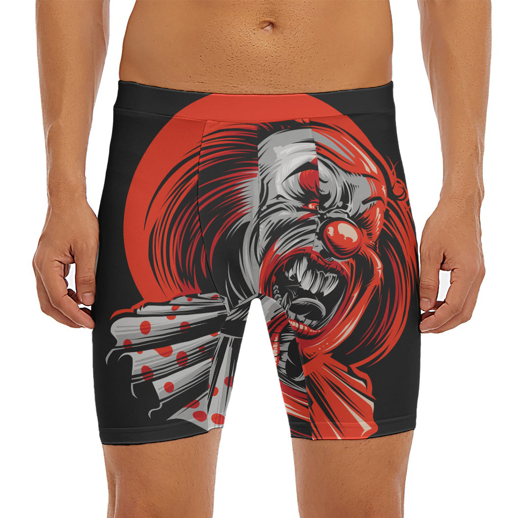 Evil Clown Print Men's Long Boxer Briefs