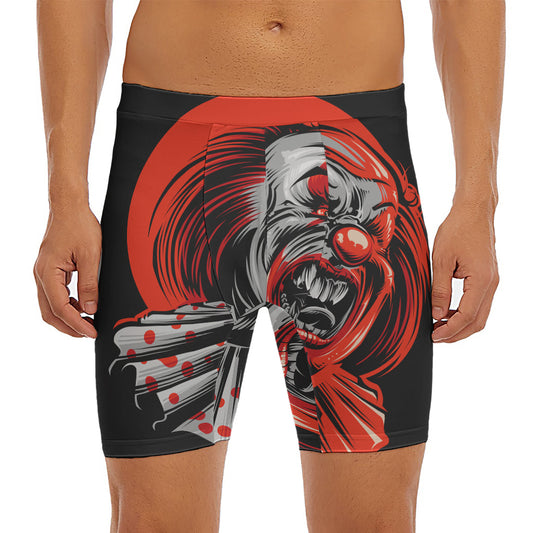 Evil Clown Print Men's Long Boxer Briefs