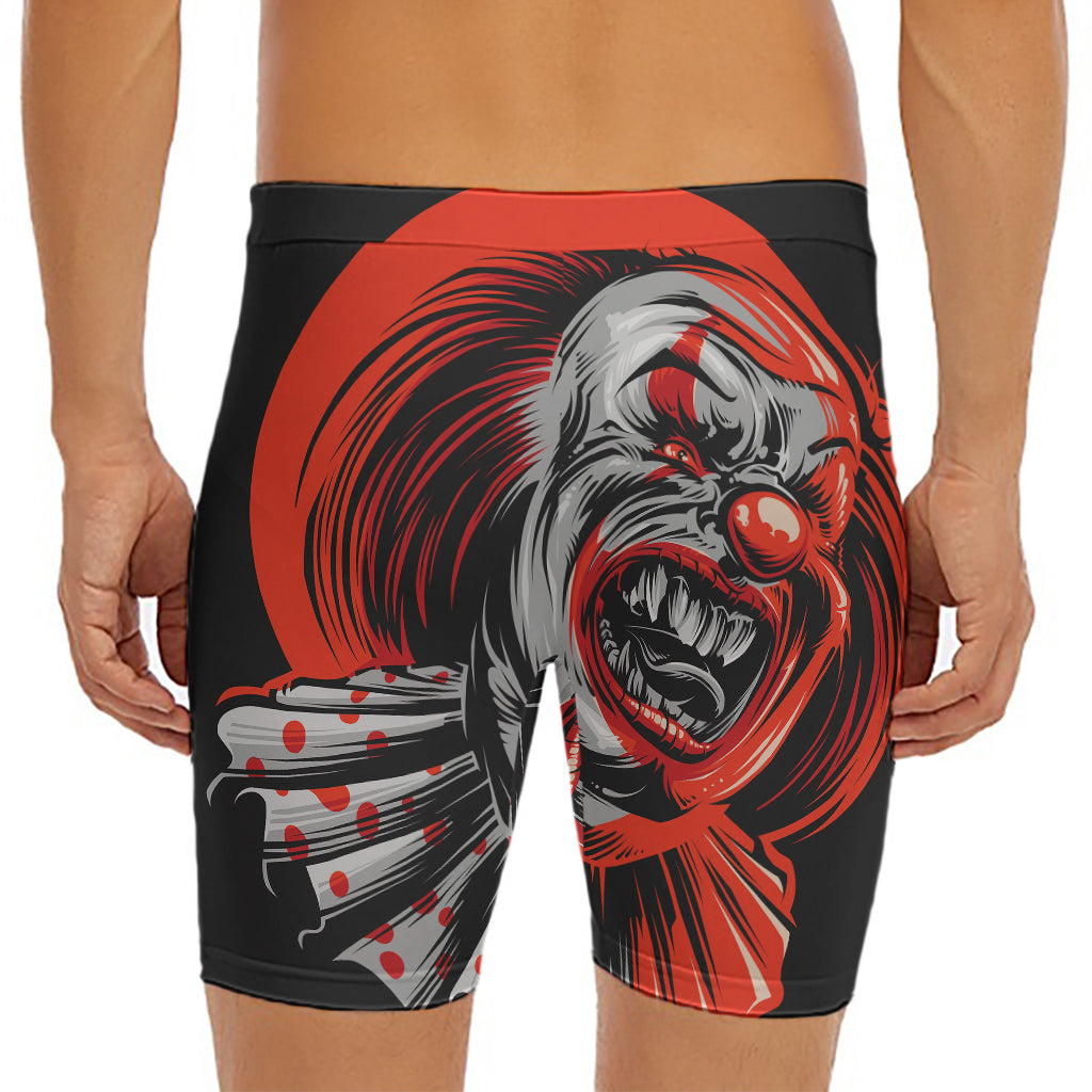 Evil Clown Print Men's Long Boxer Briefs