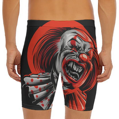 Evil Clown Print Men's Long Boxer Briefs