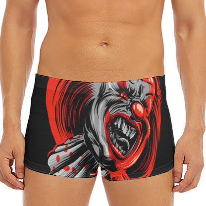 Evil Clown Print Men's Short Boxer Briefs