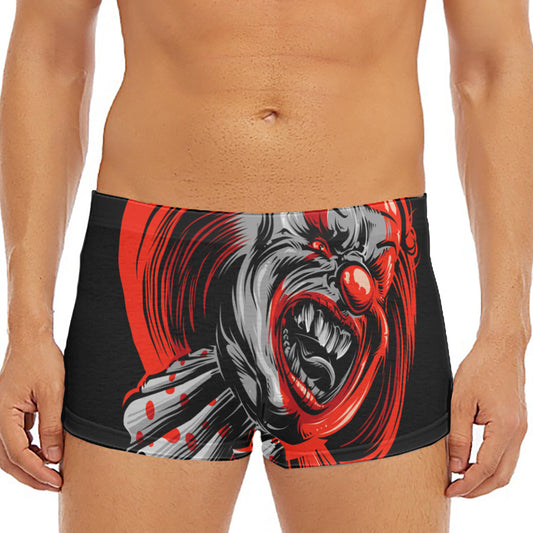 Evil Clown Print Men's Short Boxer Briefs