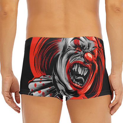 Evil Clown Print Men's Short Boxer Briefs