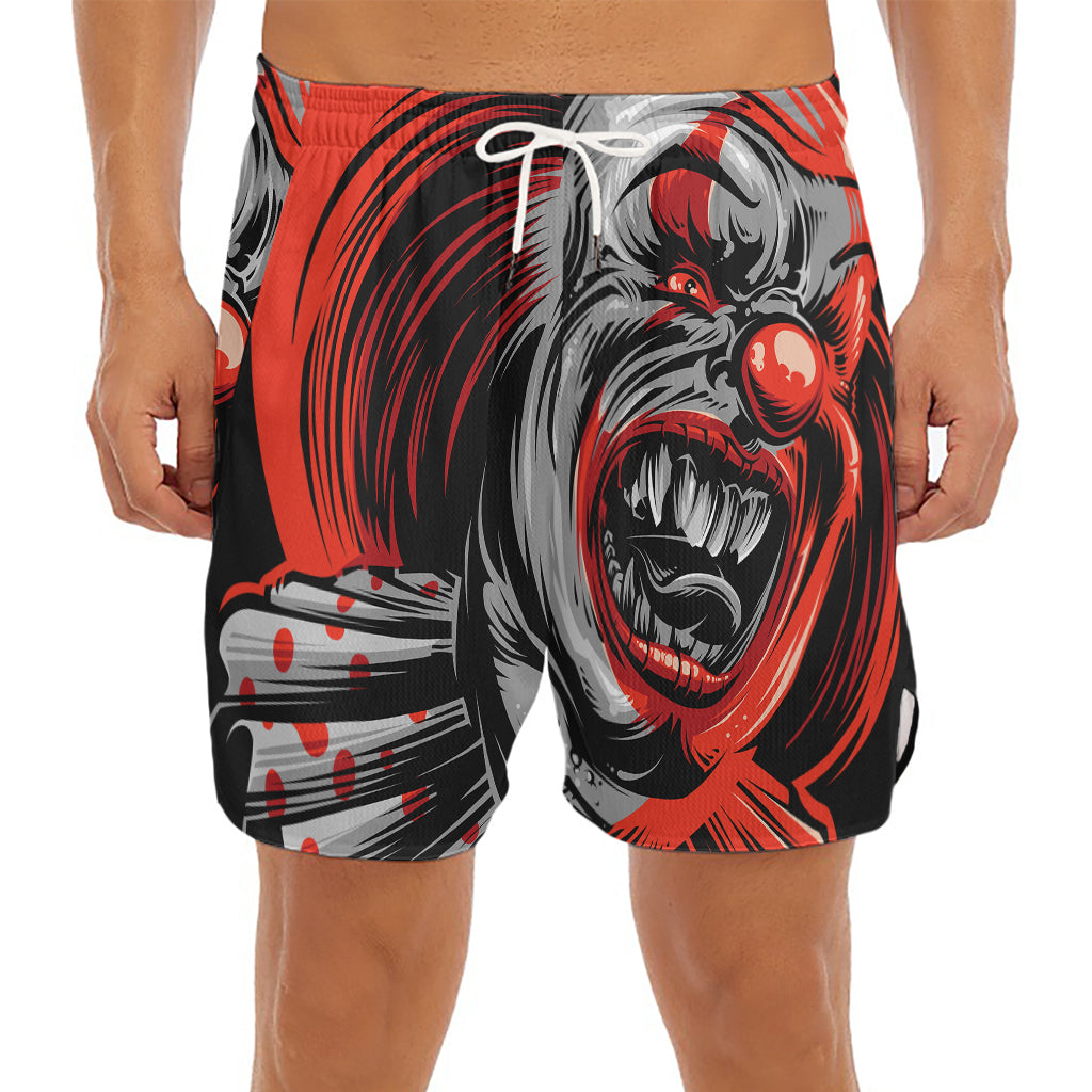 Evil Clown Print Men's Split Running Shorts