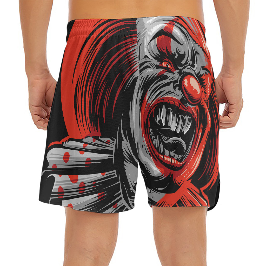 Evil Clown Print Men's Split Running Shorts
