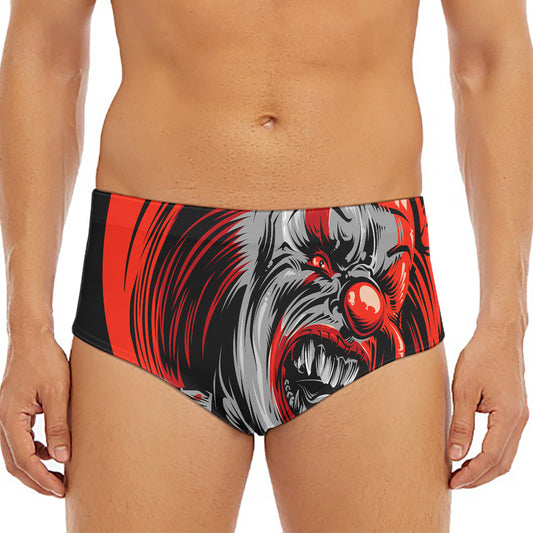 Evil Clown Print Men's Triangle Swim Briefs