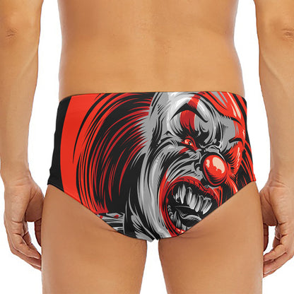Evil Clown Print Men's Triangle Swim Briefs