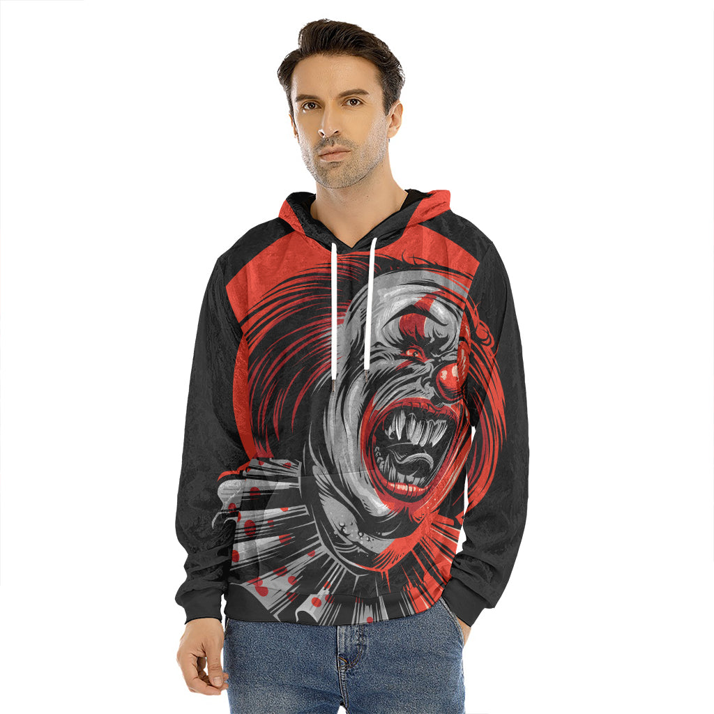 Evil Clown Print Men's Velvet Pullover Hoodie