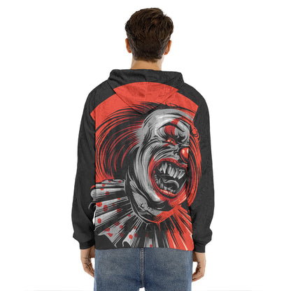 Evil Clown Print Men's Velvet Pullover Hoodie