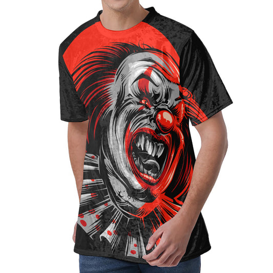 Evil Clown Print Men's Velvet T-Shirt