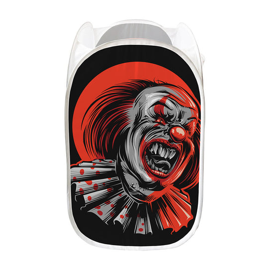 Evil Clown Print Mesh Laundry Hamper