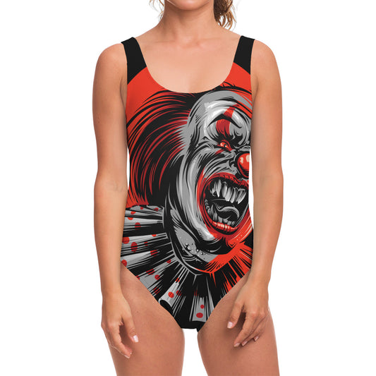 Evil Clown Print One Piece Swimsuit