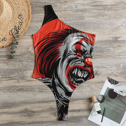 Evil Clown Print One Shoulder Bodysuit