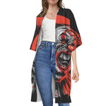 Evil Clown Print Open Front Beach Cover Up