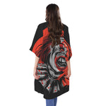 Evil Clown Print Open Front Beach Cover Up