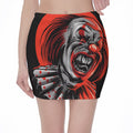 Evil Clown Print Pencil Mini Skirt