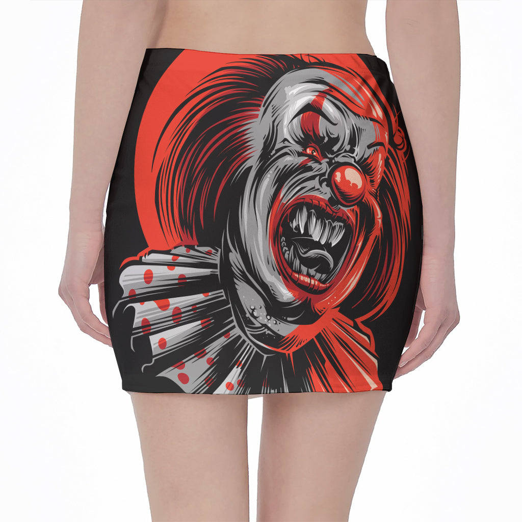 Evil Clown Print Pencil Mini Skirt