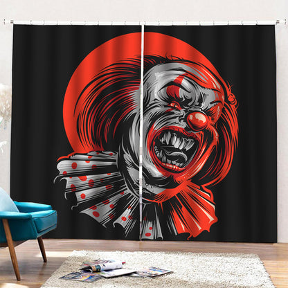 Evil Clown Print Pencil Pleat Curtains