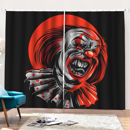 Evil Clown Print Pencil Pleat Curtains