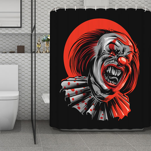 Evil Clown Print Polyester Shower Curtain