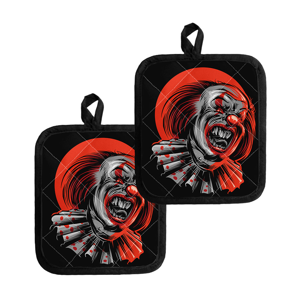 Evil Clown Print Pot Holders