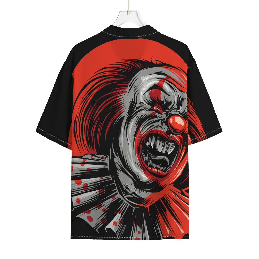 Evil Clown Print Rayon Hawaiian Shirt