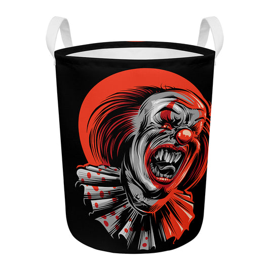 Evil Clown Print Round Laundry Basket